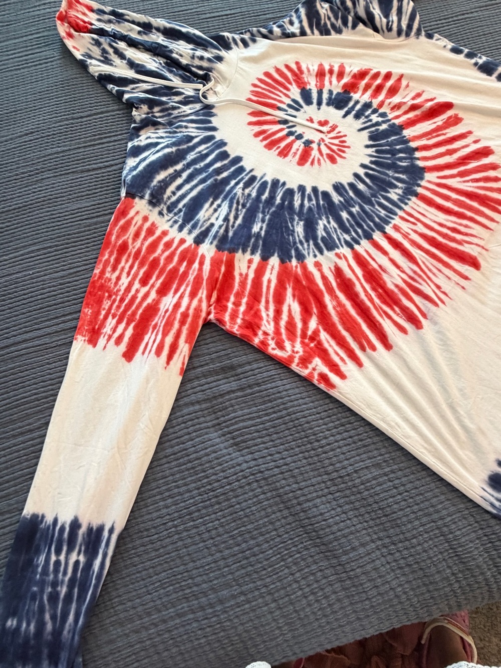 Polo by Ralph Lauren Red,White & Blue Tie-Dye Long-Sleeve Jersey Hoodie